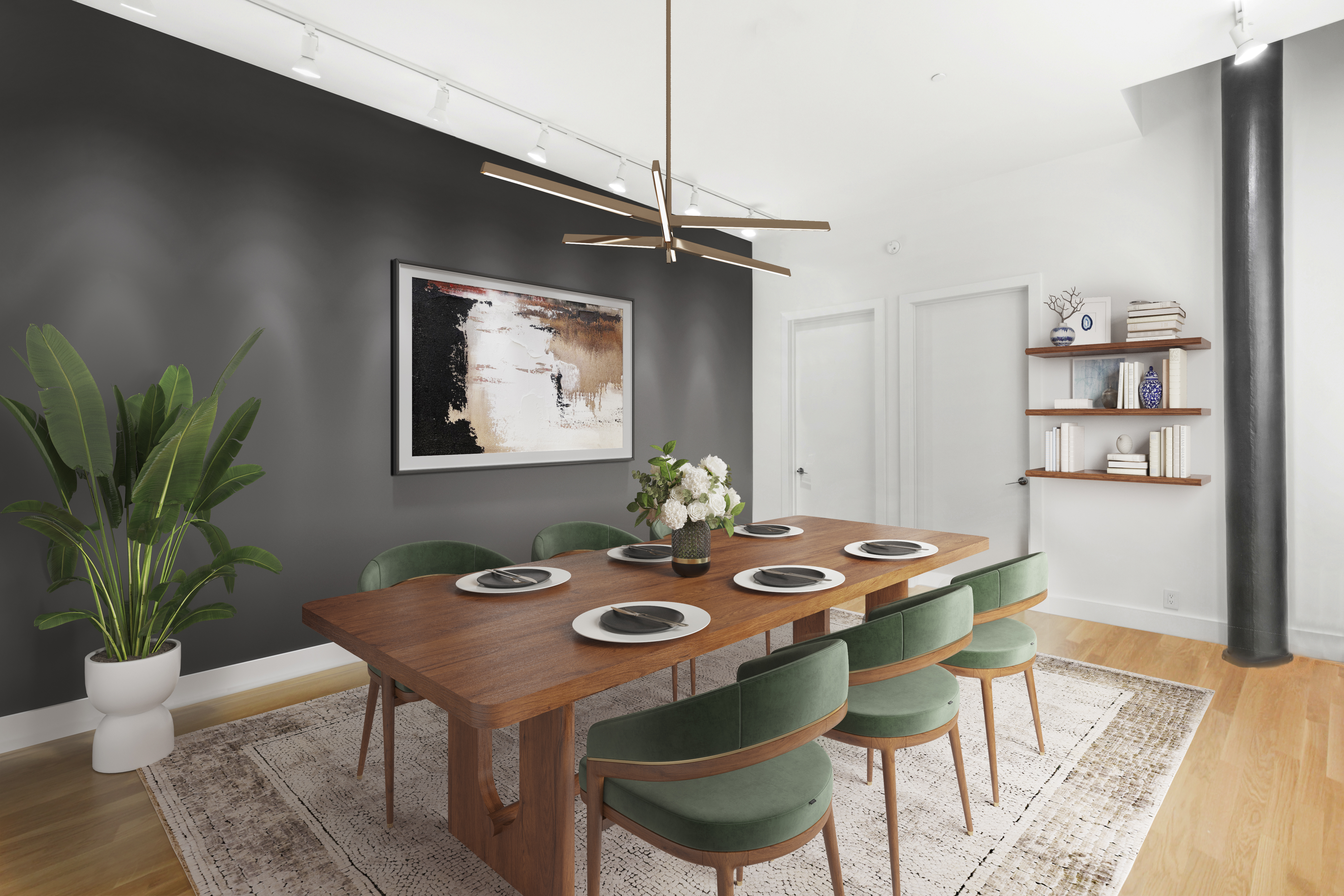60 Collister Street, Unit 1B Manhattan, NY 10013 - Photo 3 of 20 a view of a dining room with furniture and wooden floor