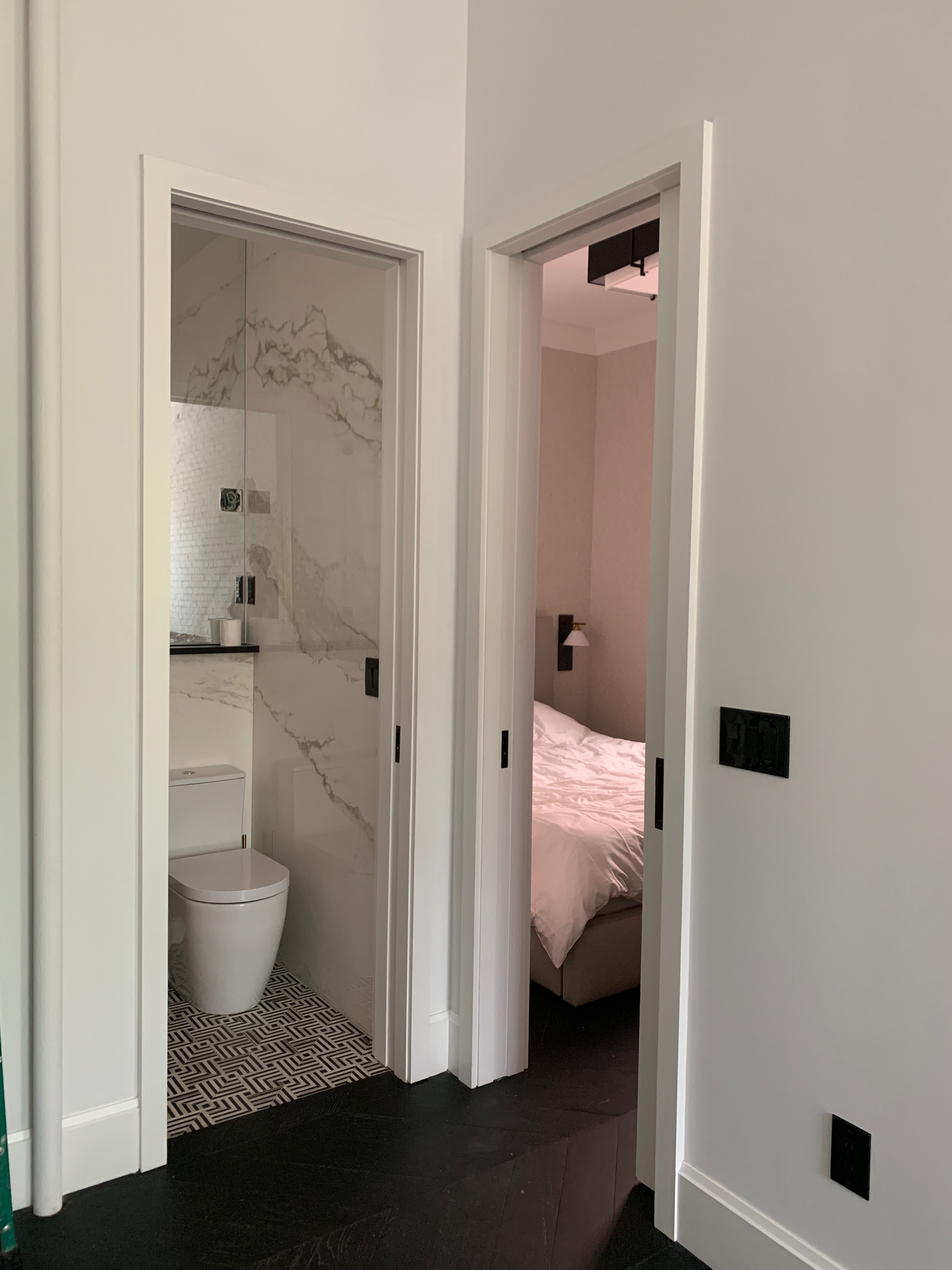 51 Morton Street, Unit 5D Manhattan, NY 10014 - Photo 11 of 17 a bathroom with a glass door shower