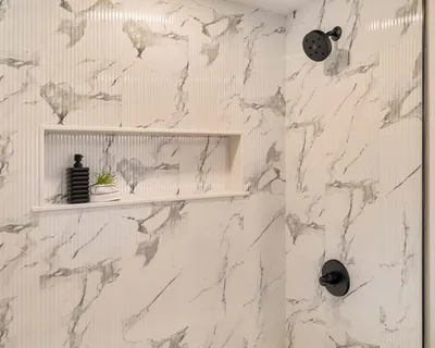 a bathroom with shower