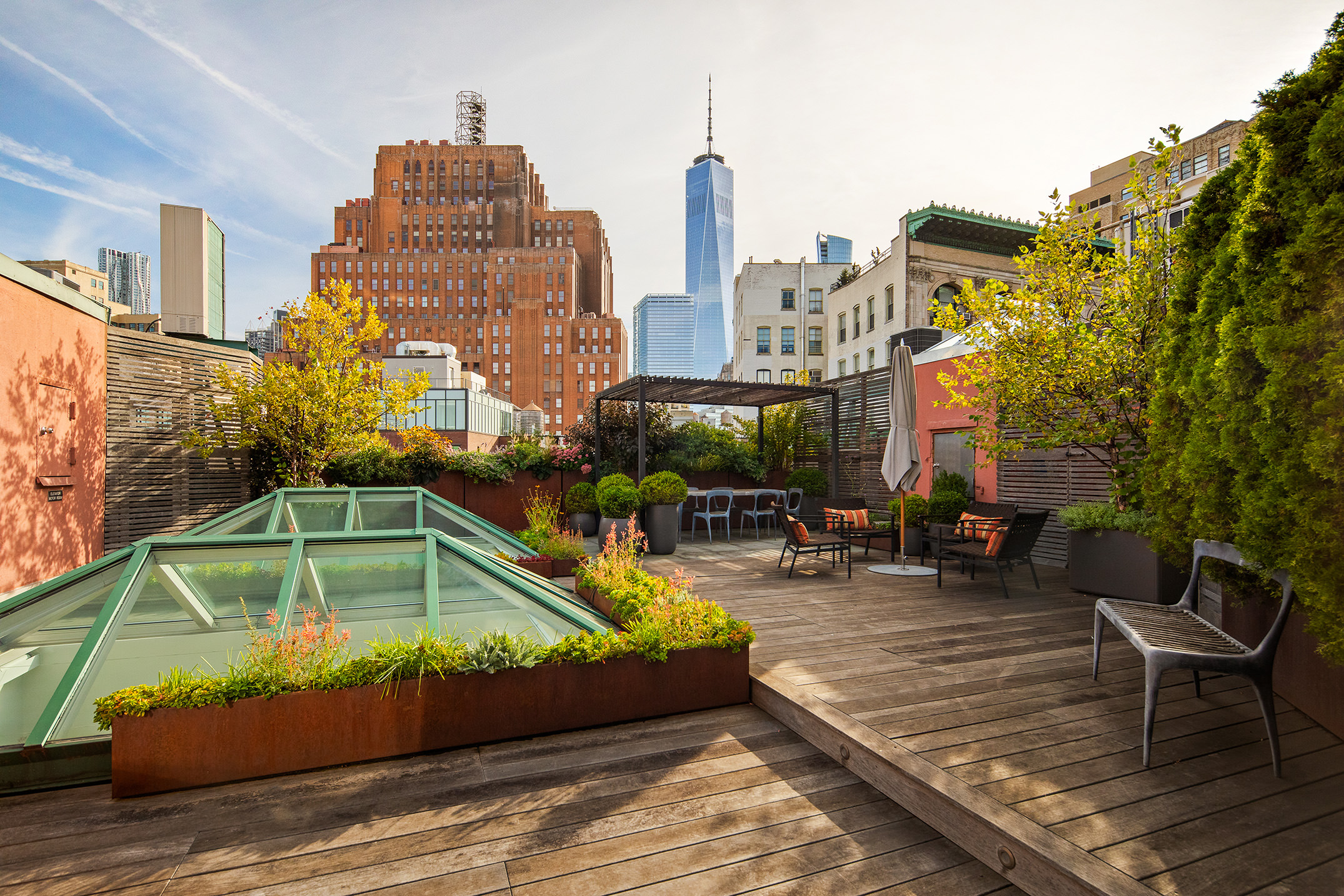 152 Franklin Street, Unit PH Manhattan, NY 10013 - Photo 1 of 17 a swimming pool with outdoor seating and yard