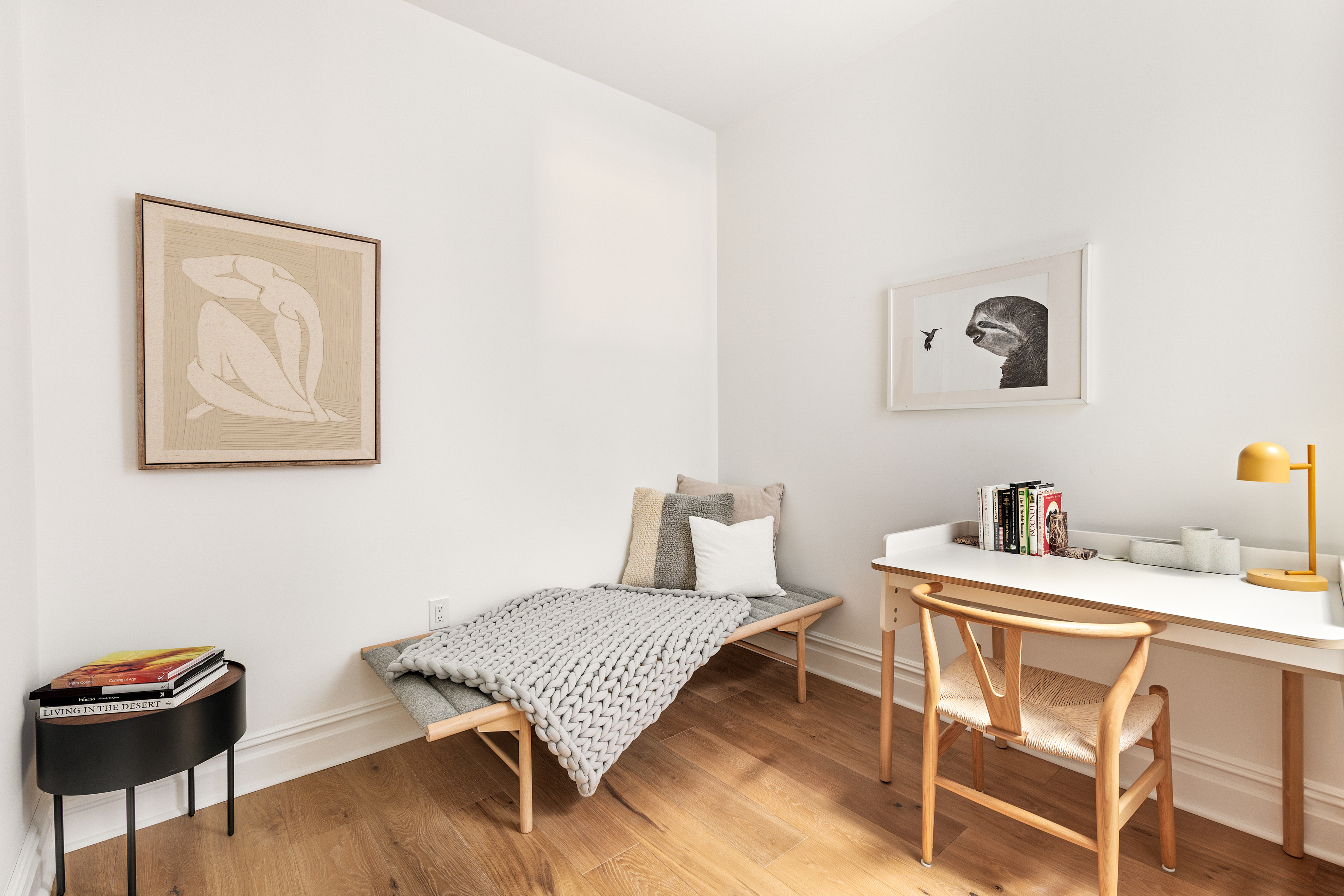 744 Park Place, Unit 2A Brooklyn, NY 11216 - Photo 7 of 11 a workspace with furniture and wooden floor