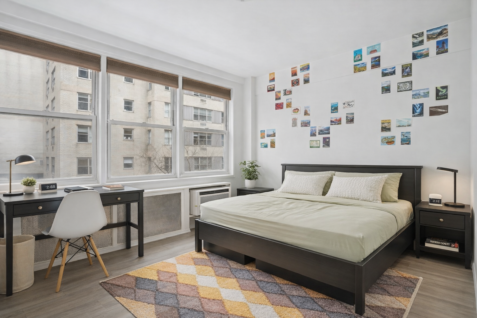 141 East 55th Street, Unit 4C Manhattan, NY 10022 - Photo 4 of 7 a large bedroom with a bed and a table in it