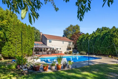 a view of an outdoor space with seating area