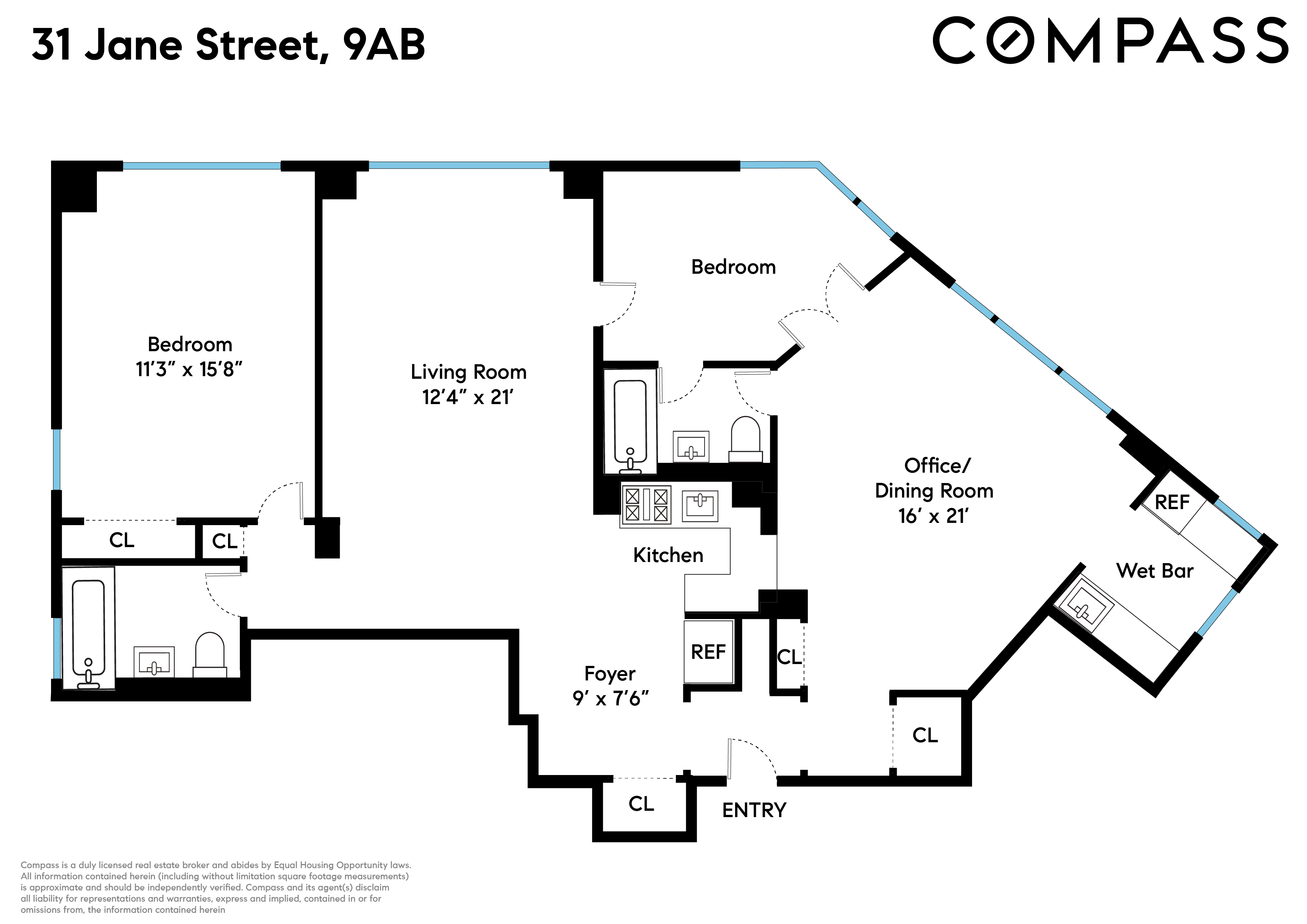 31 Jane Street, Unit 9AB Manhattan, NY 10014 - Photo 14 of 14 a picture of a floor plan