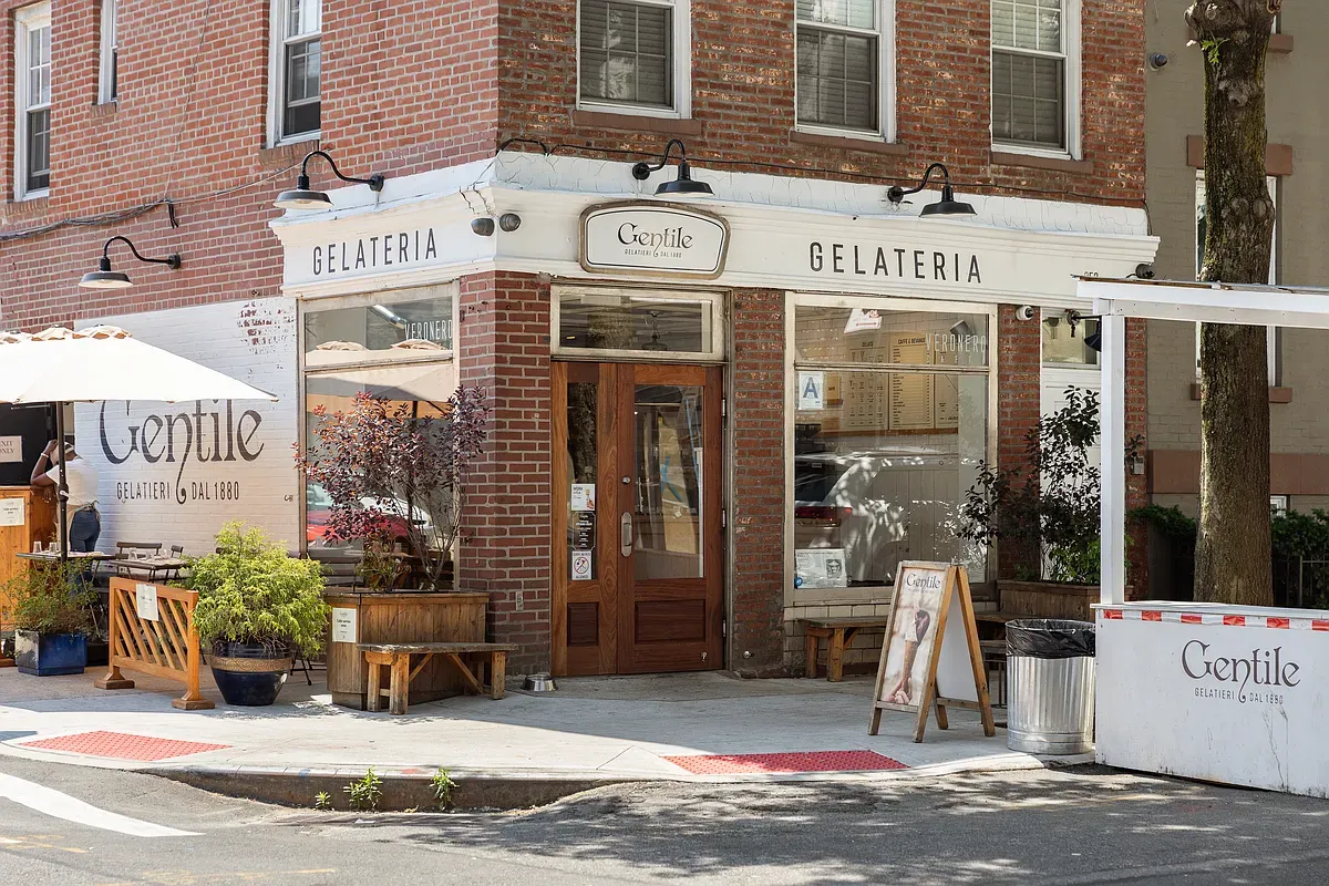 a view of a building with a tree in front of it