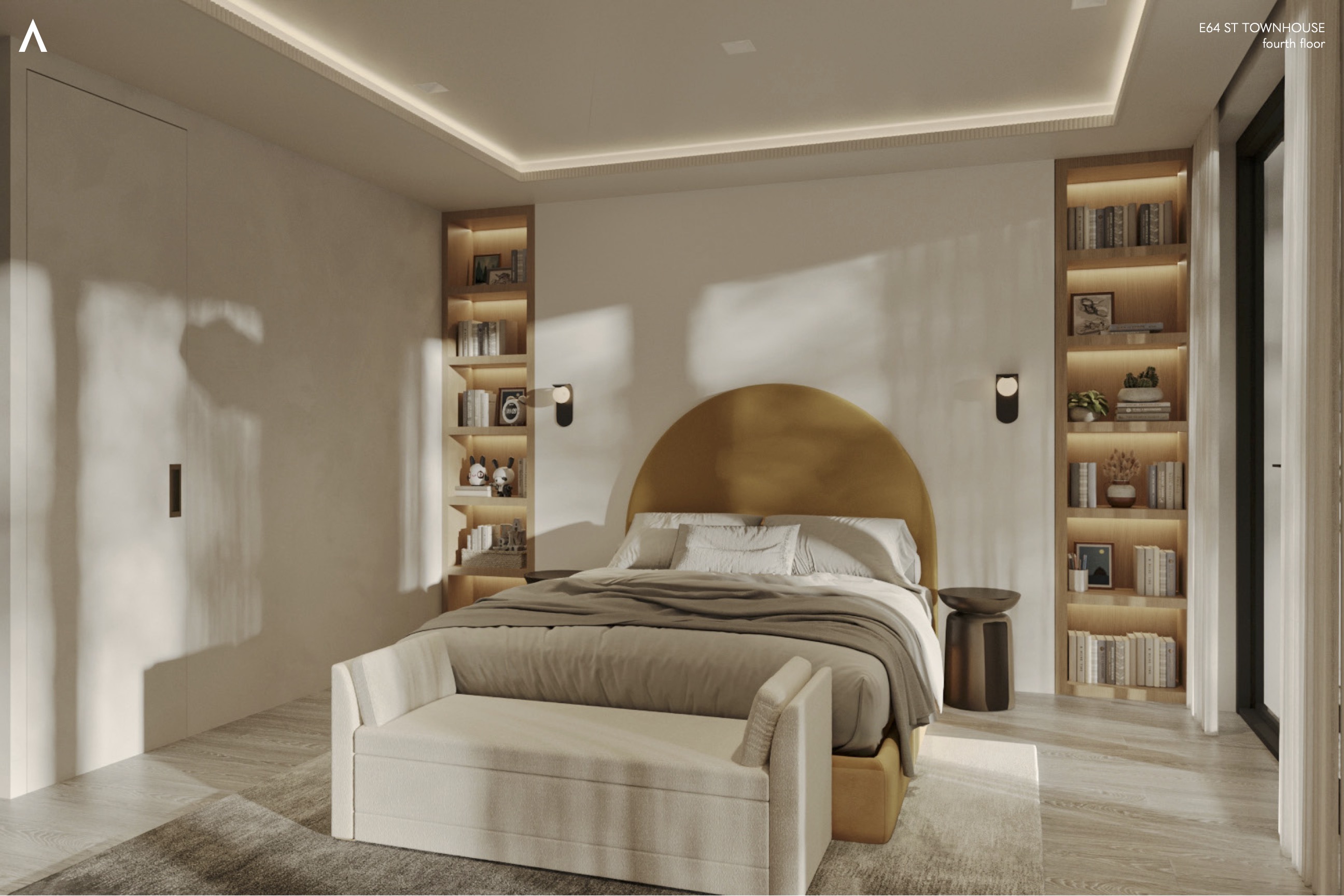 105 East 64th Street Manhattan, NY 10065 - Photo 13 of 29 a bedroom with a bed and a couch