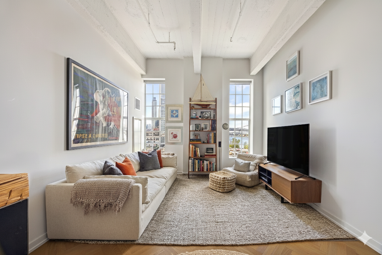 a living room with furniture and a flat screen tv
