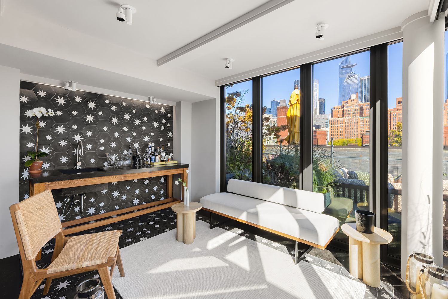 a living room with furniture