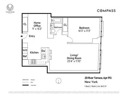 $1,450,000 | 20 River Terrace, Unit 17G | Battery Park City