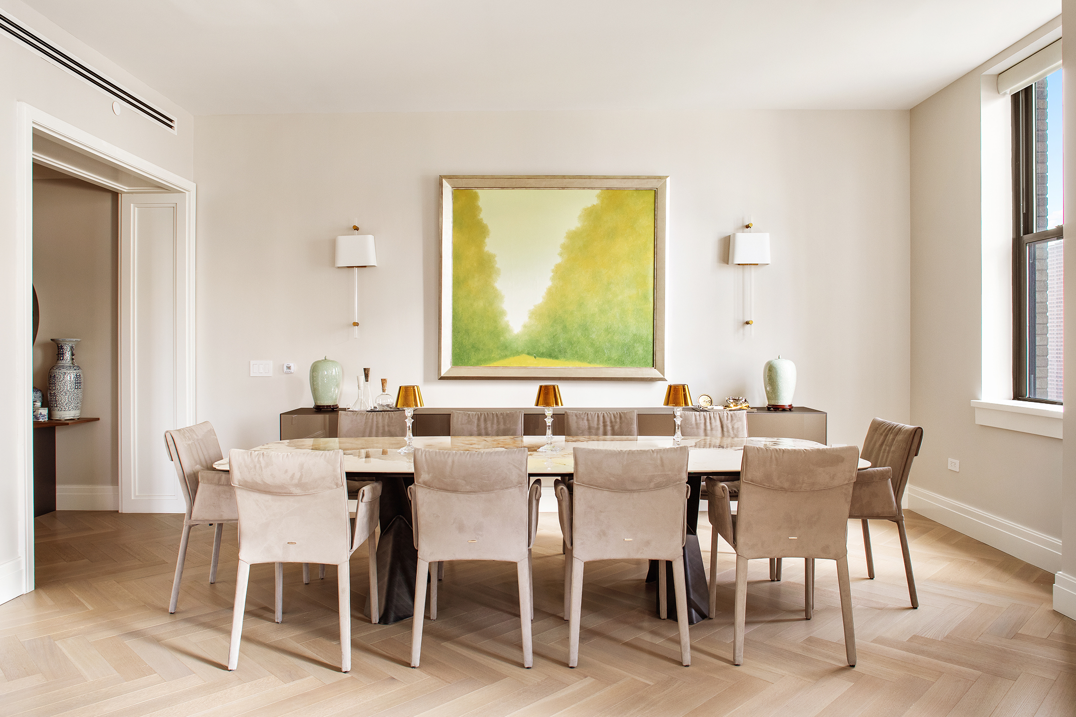 100 Barclay Street, Unit 20D Manhattan, NY 10007 - Photo 3 of 32 a view of a dining room with furniture and a window
