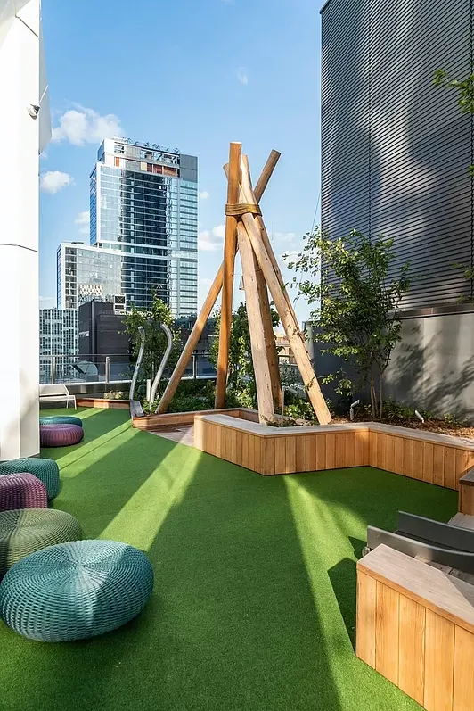 a view of a garden from a balcony