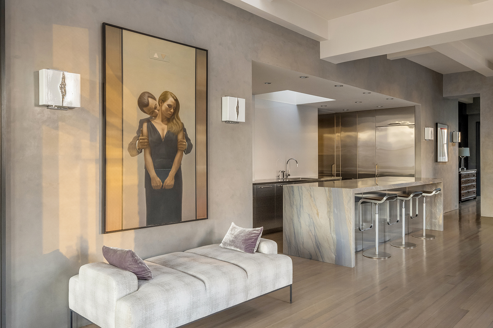 105 East 29th Street, Unit 12PH Manhattan, NY 10016 - Photo 7 of 24 a living room with furniture and a flat screen tv