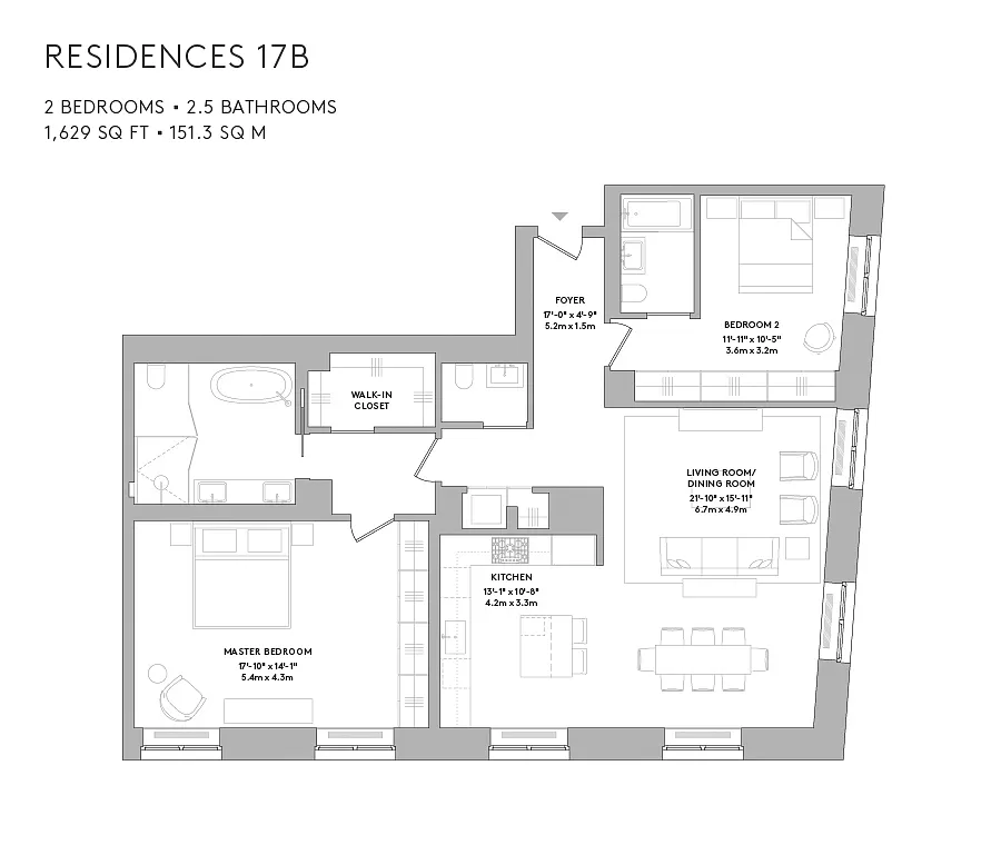 21 East 12th Street, Unit 17B Manhattan, NY 10003 - Photo 13 of 13 a picture of a floor plan