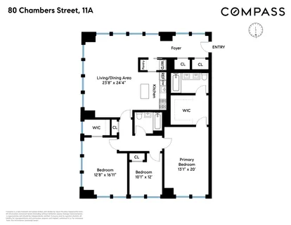 $3,195,000 | 80 Chambers Street, Unit 11A | TriBeCa
