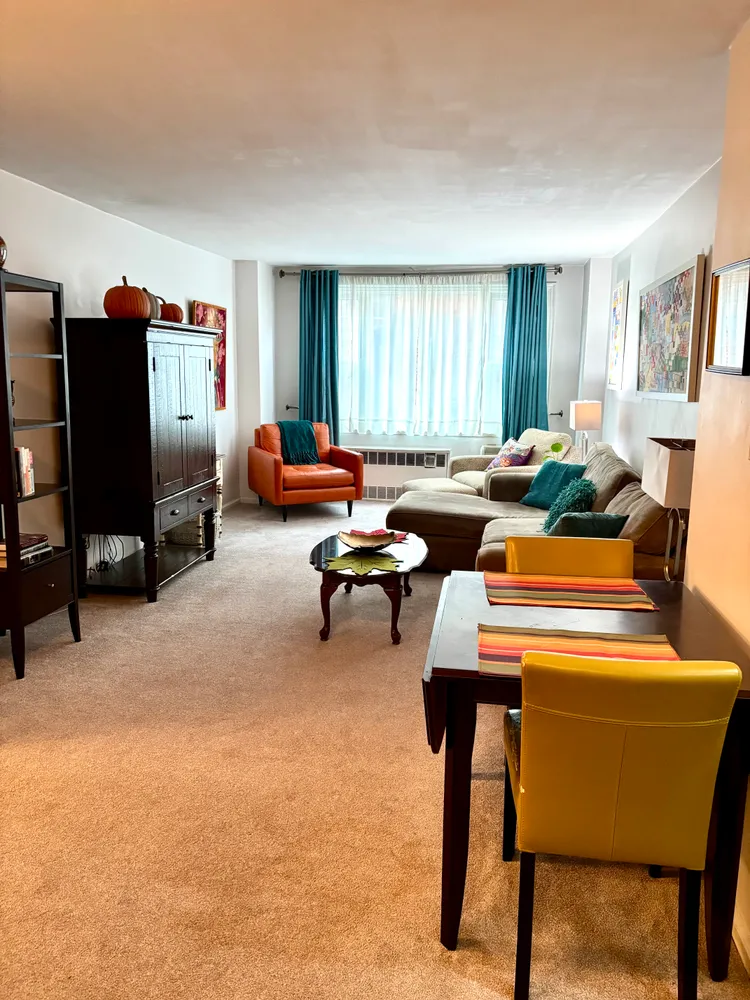 a living room with furniture a window and a flat screen tv