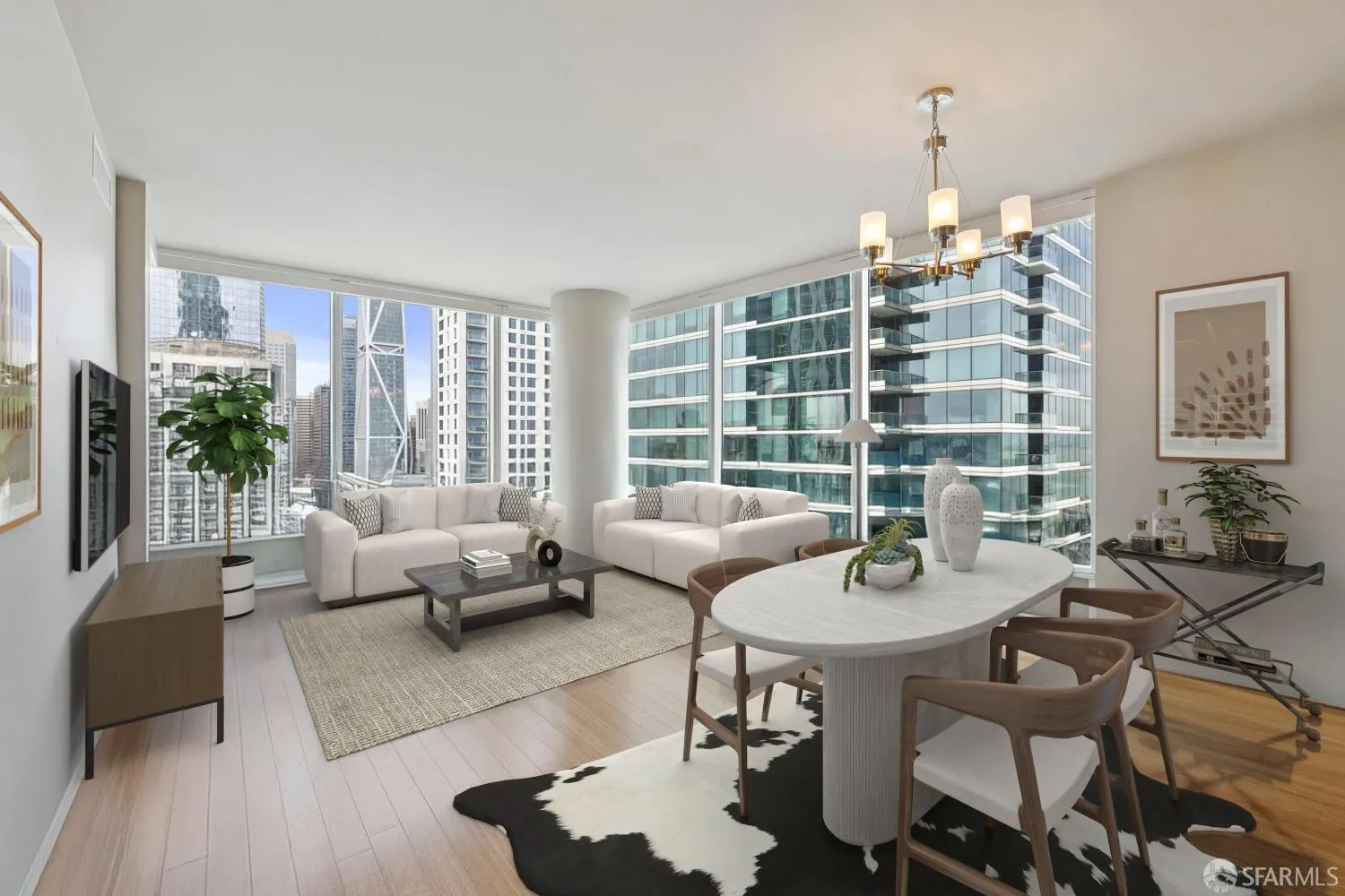 a balcony with furniture and a book shelf