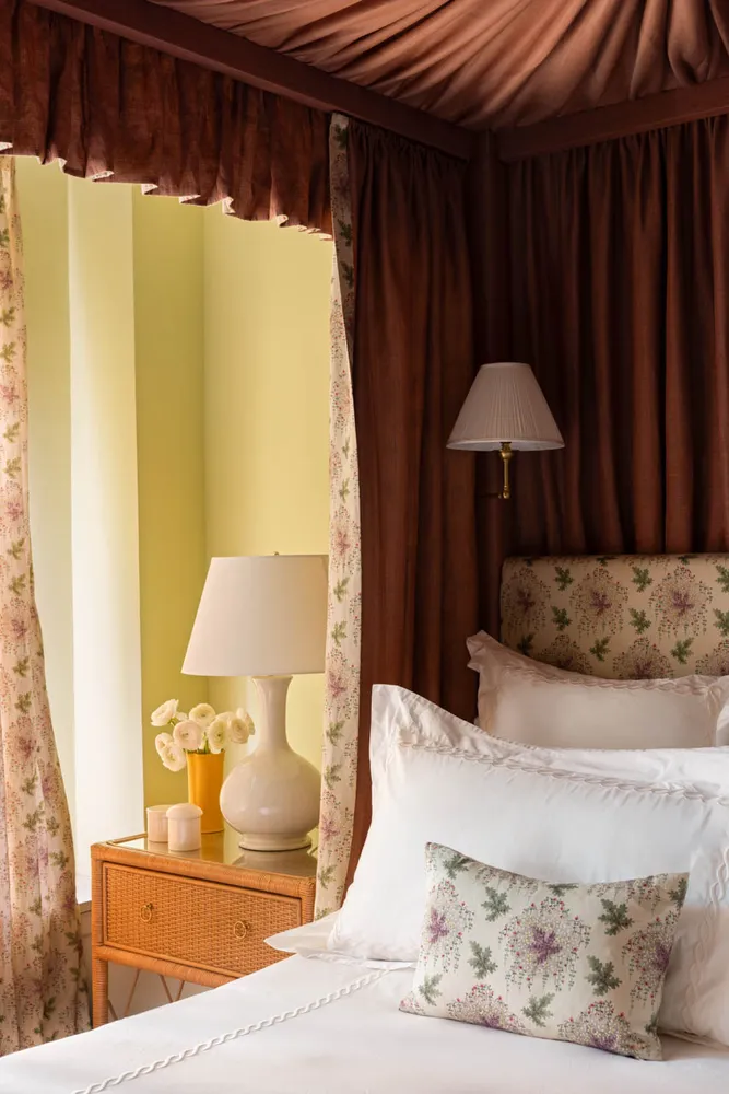 a living room with a couch and a table