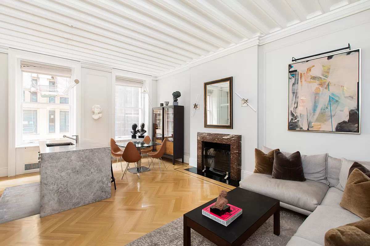 390 West End Avenue, Unit 7DS Manhattan, NY 10024 - Photo 4 of 31 a living room with furniture or couch and a fireplace