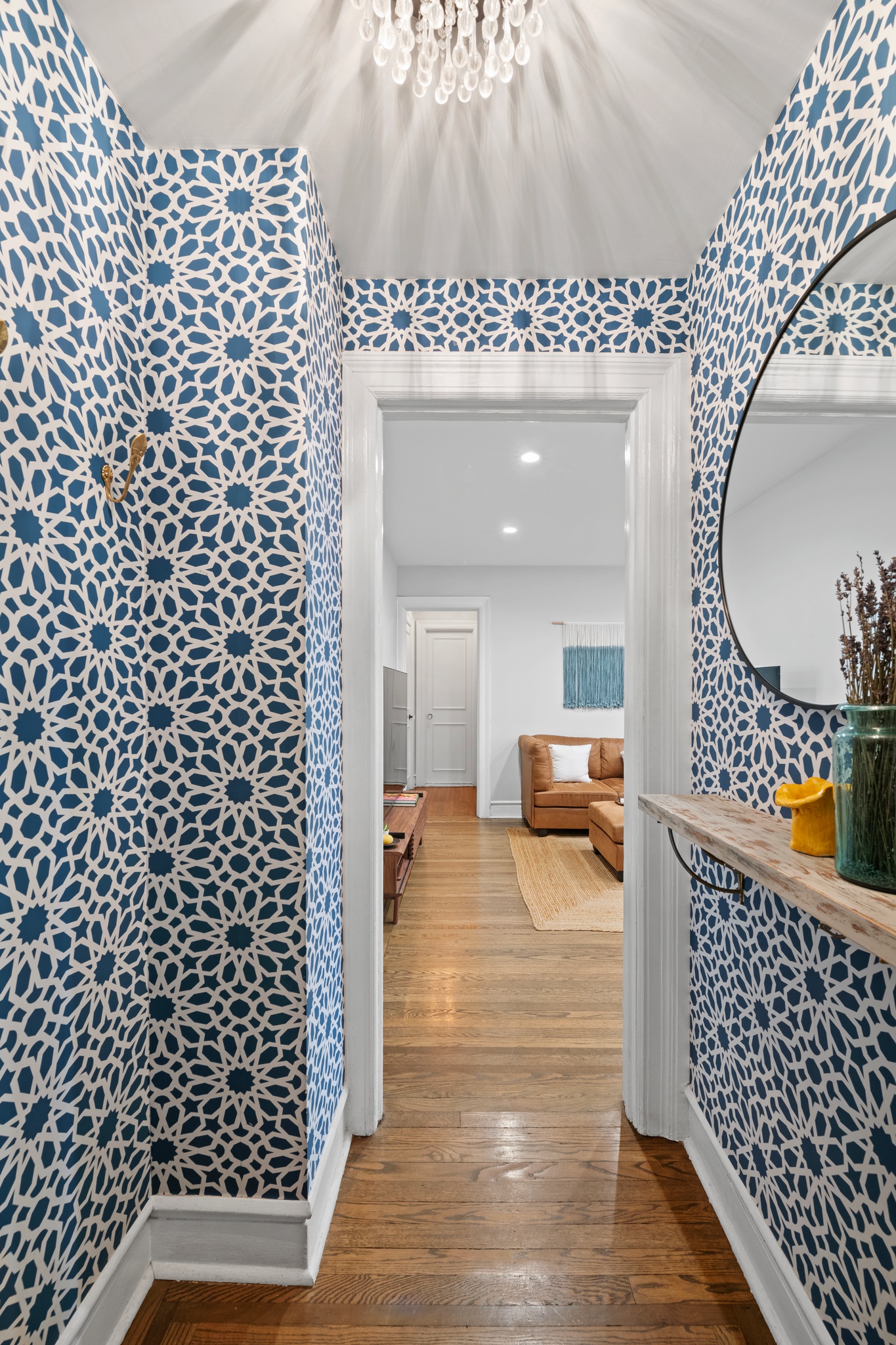 136 East 36th Street, Unit 3D Manhattan, NY 10016 - Photo 4 of 9 a view of a hallway view with a black white checkered floor