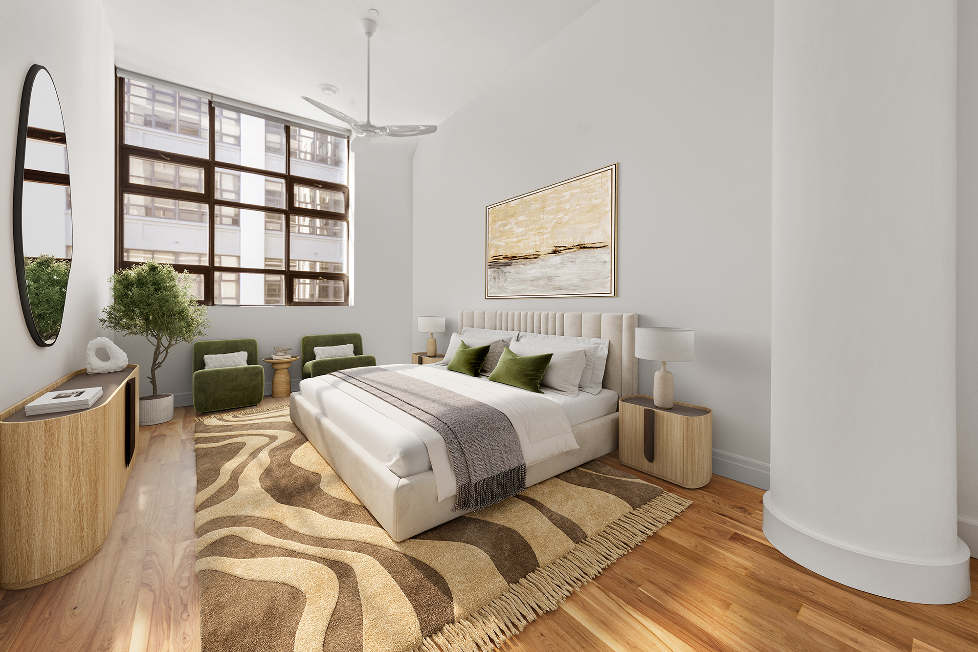 360 Furman Street, Unit 702 Brooklyn, NY 11201 - Photo 6 of 28 a bedroom with a bed and a large window