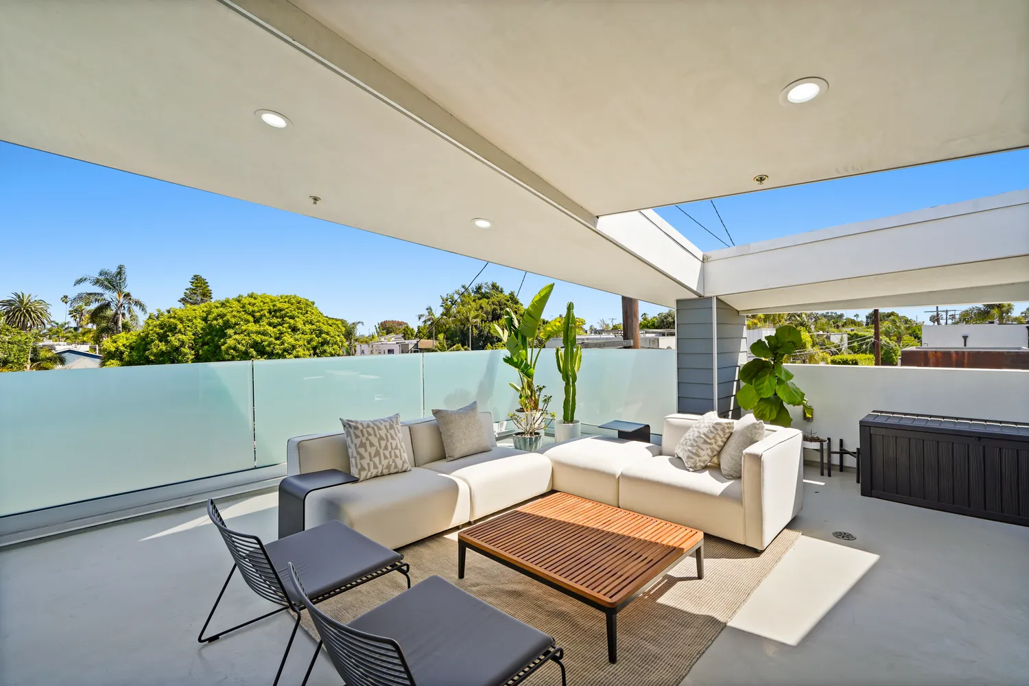 a outdoor living space with furniture and garden view
