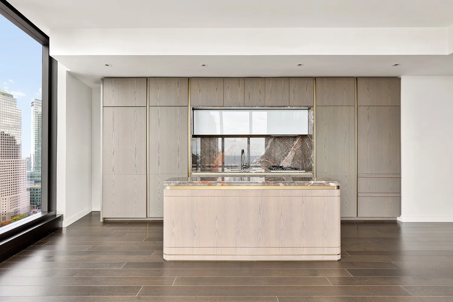 a kitchen with a stove and a refrigerator