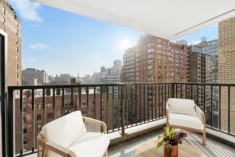 a balcony with a couch