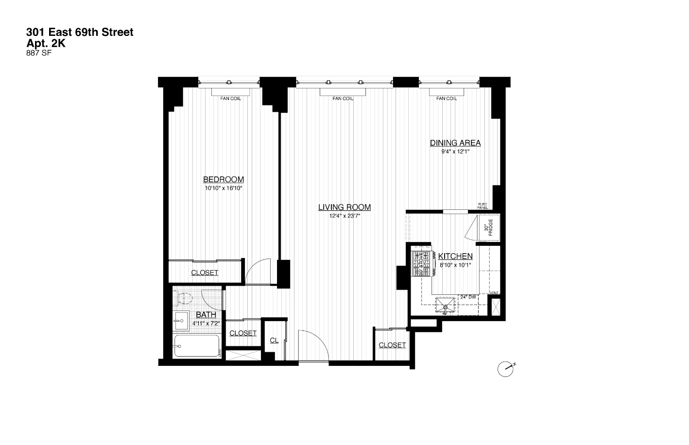 301 East 69th Street, Unit 2K Manhattan, NY 10021 - Photo 9 of 9 a picture of a floor plan