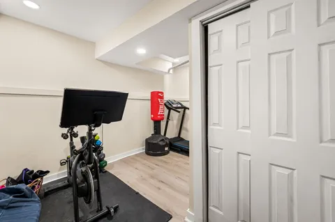 a view of a room with gym equipment