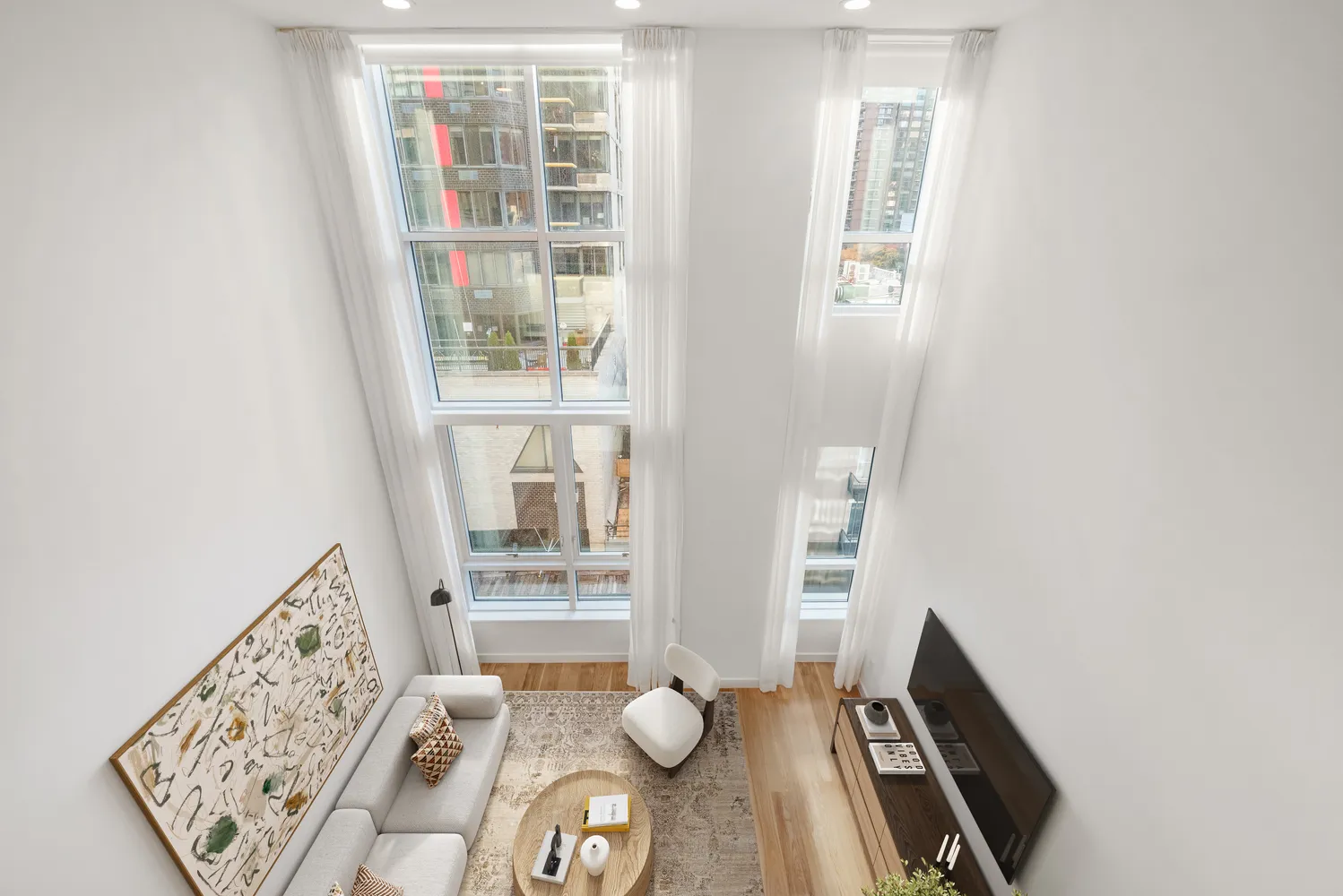 view of living room with wooden floor
