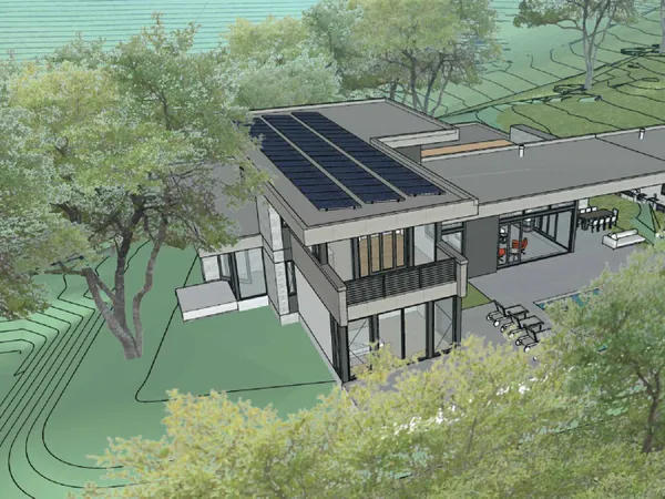 an aerial view of a house