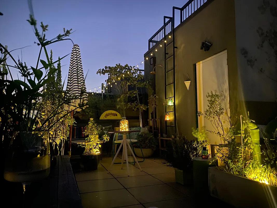 222 Withers Street, Unit 2A Brooklyn, NY 11211 - Photo 8 of 11 a balcony with table and chairs and potted plants