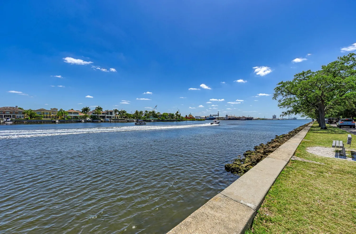 a view of lake and mountain