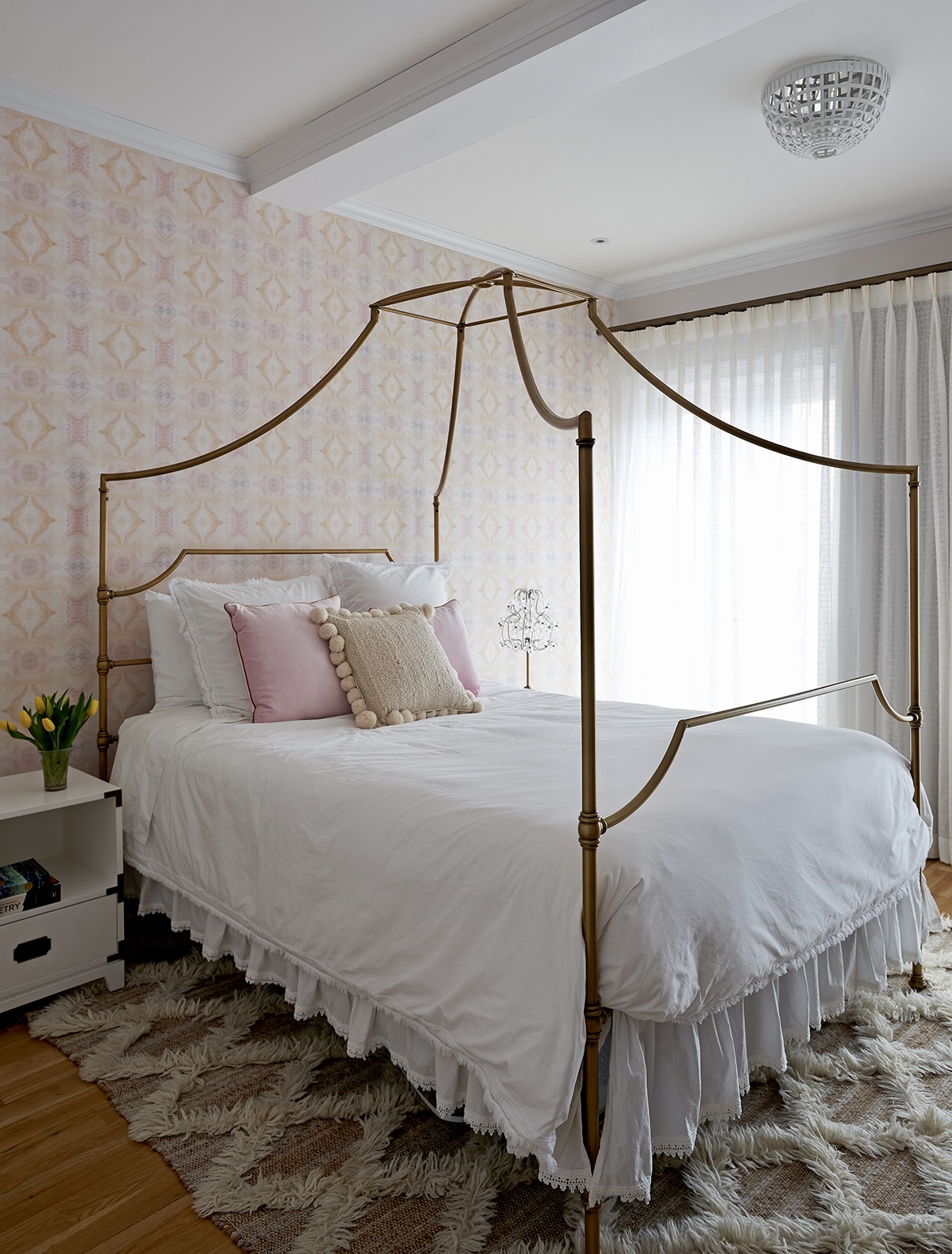 435 Clinton Avenue Brooklyn, NY 11238 - Photo 18 of 27 a bed sitting in a bedroom next to a window with wooden floor