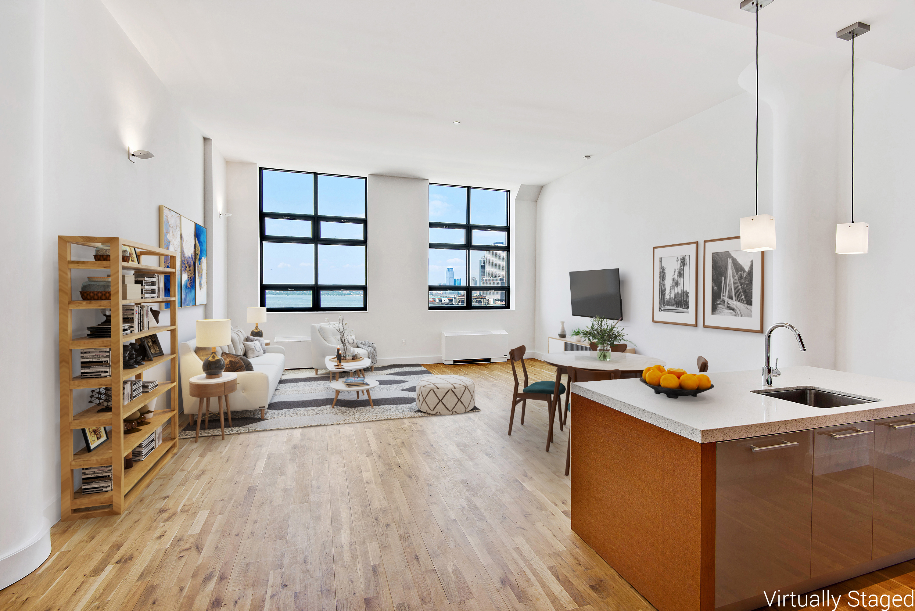a living room with furniture and flat screen tv