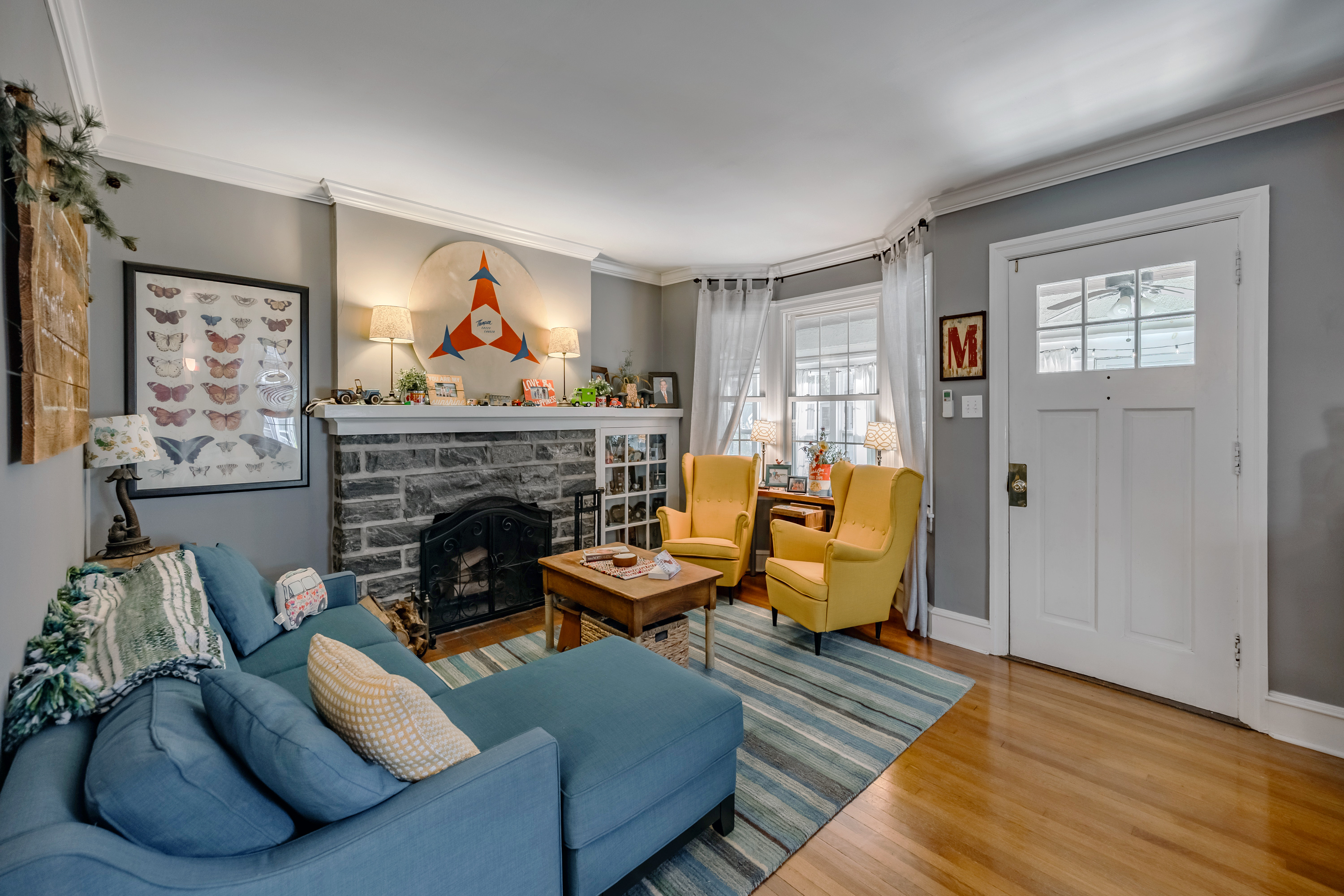 134 Strathmore Road Havertown, PA 19083 - Photo 7 of 64 a living room with furniture and a fireplace