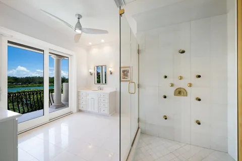 a bathroom with a shower and a bathtub