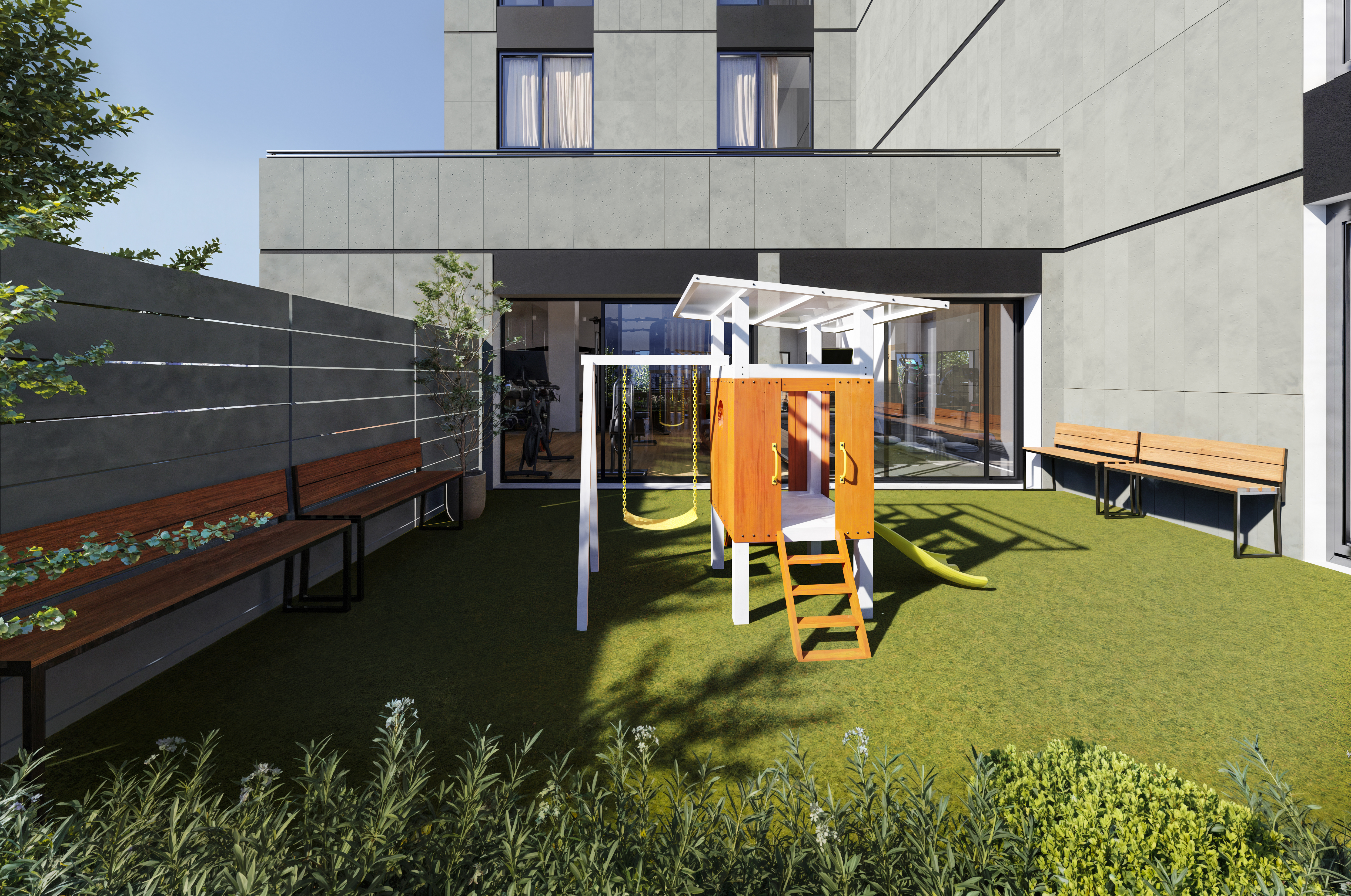 28 Herbert Street, Unit 3C Brooklyn, NY 11222 - Photo 7 of 10 an aerial view of a swimming pool with a bench