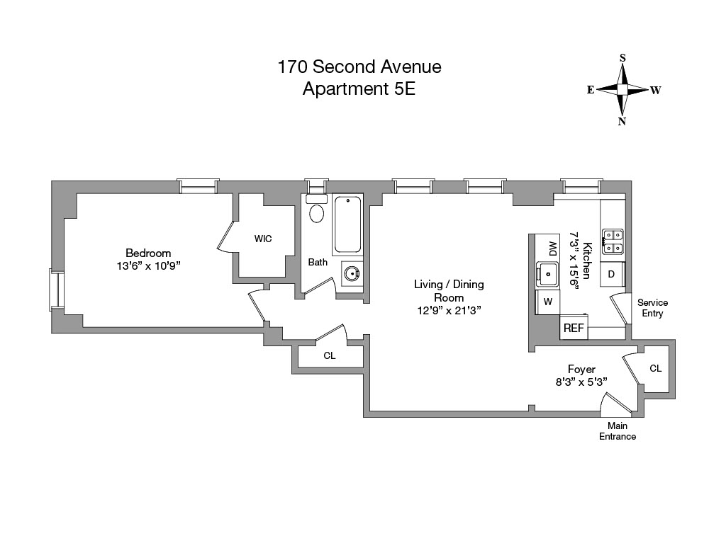 170 2nd Avenue, Unit 5E Manhattan, NY 10003 - Photo 10 of 10 a picture of a floor plan