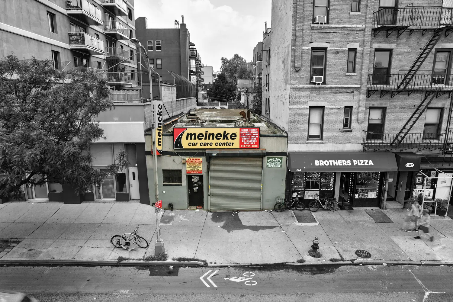 a front view of a building with street