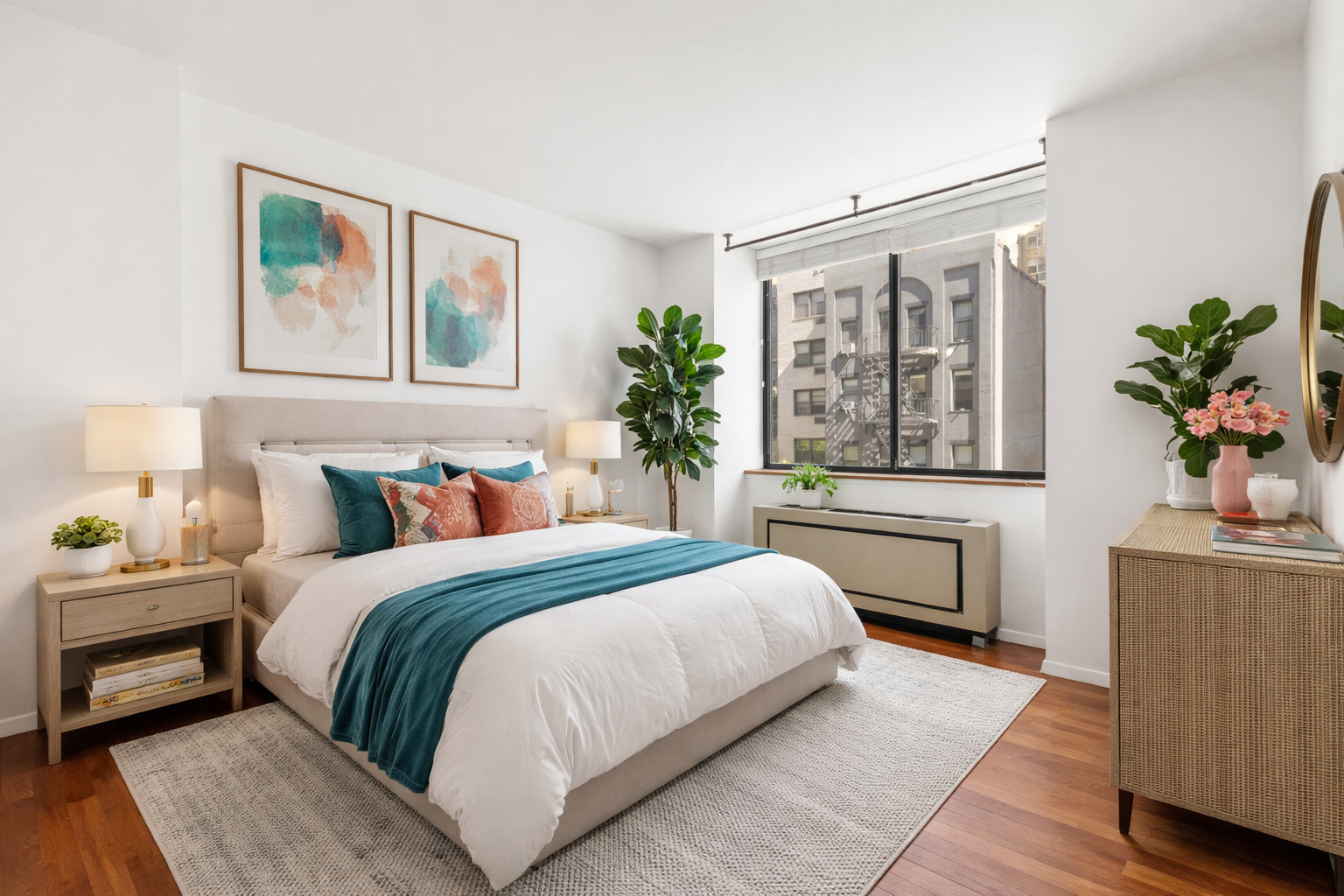 330 East 75th Street, Unit 3B Manhattan, NY 10021 - Photo 7 of 10 a bedroom with a large bed and a potted plant