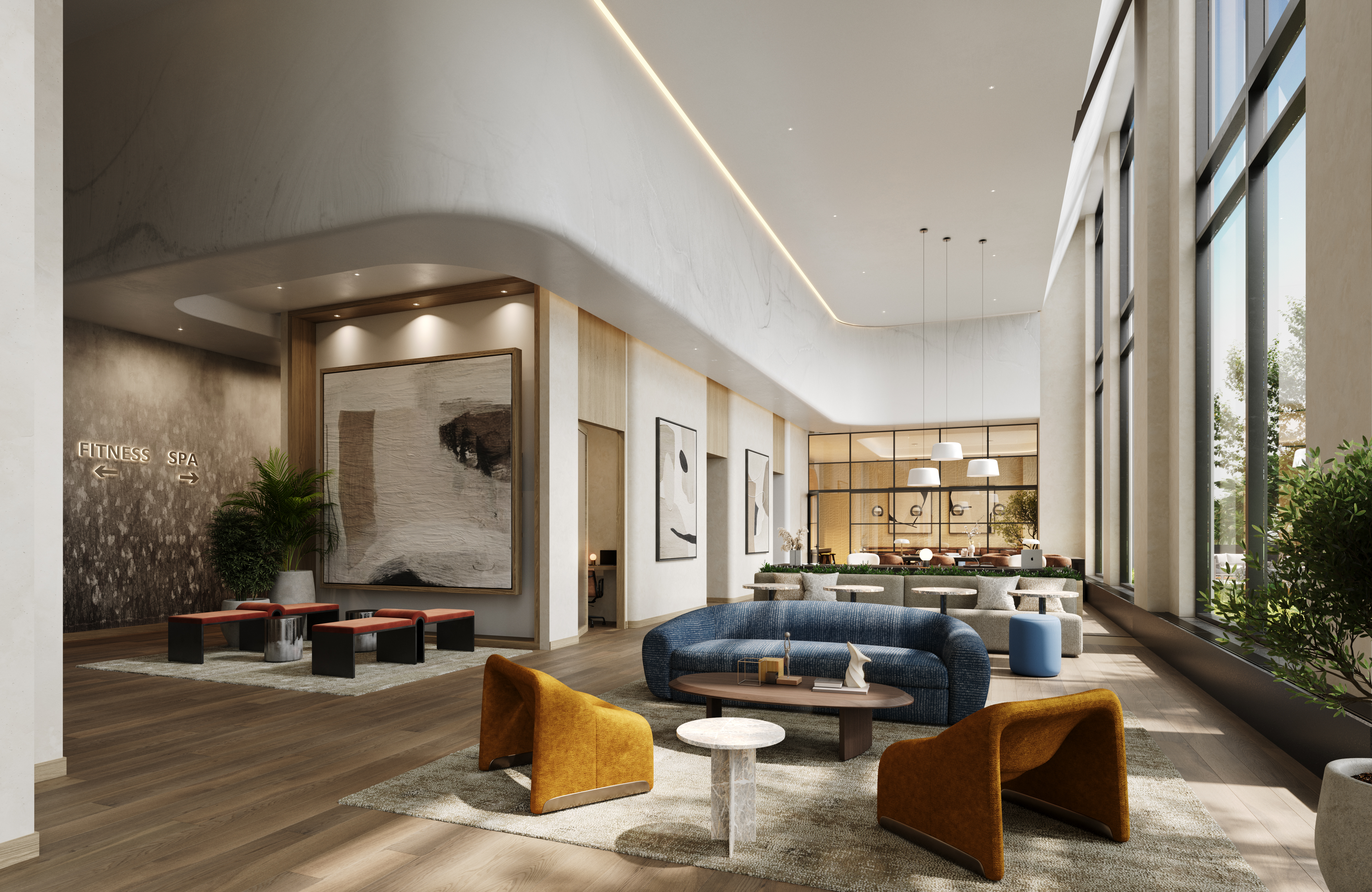 312 West 43rd Street, Unit 31H Manhattan, NY 10036 - Photo 9 of 11 a living room with furniture and a large window