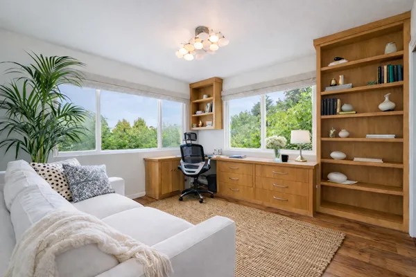 a living room with furniture