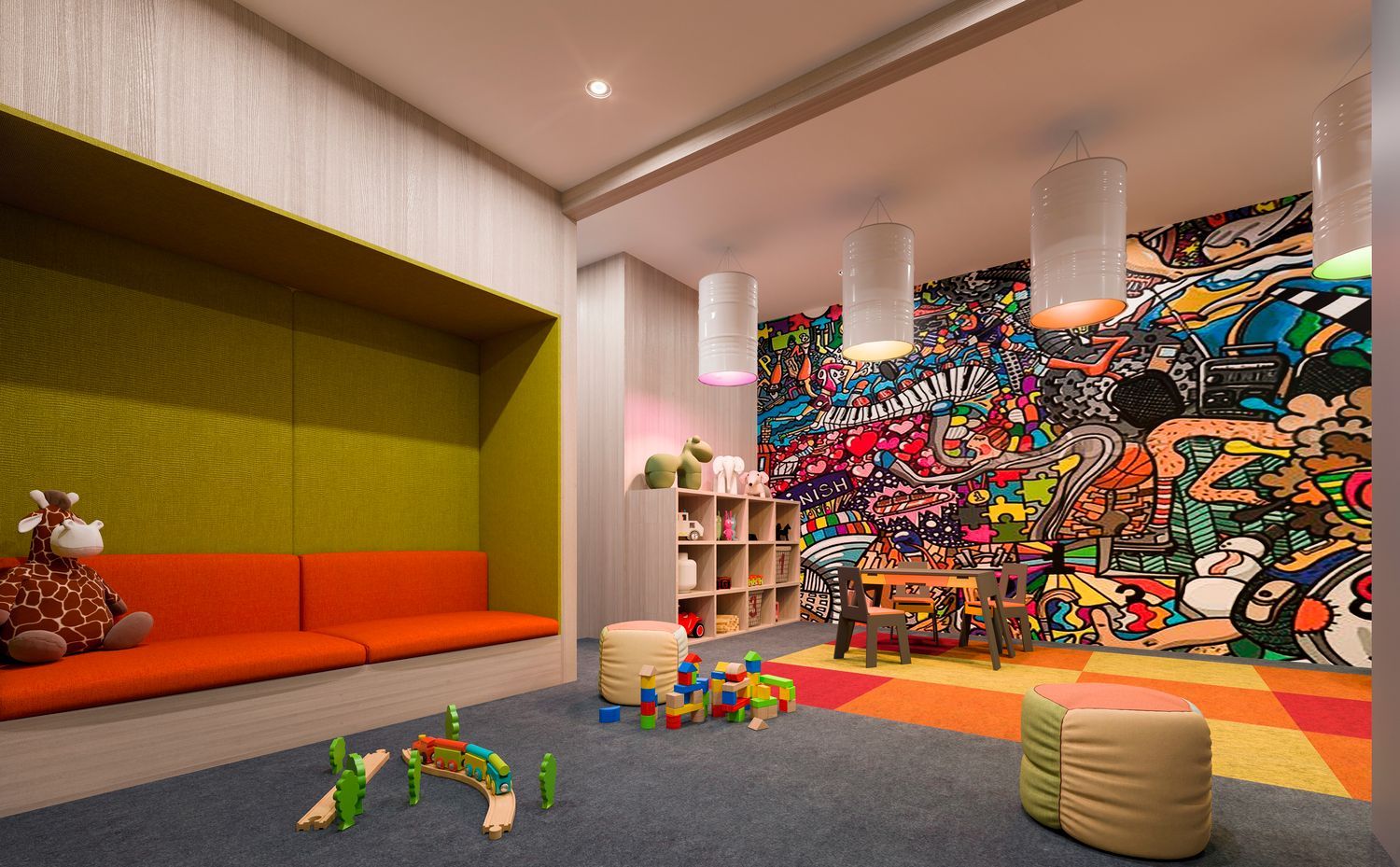 a room with lots of flowers and toys