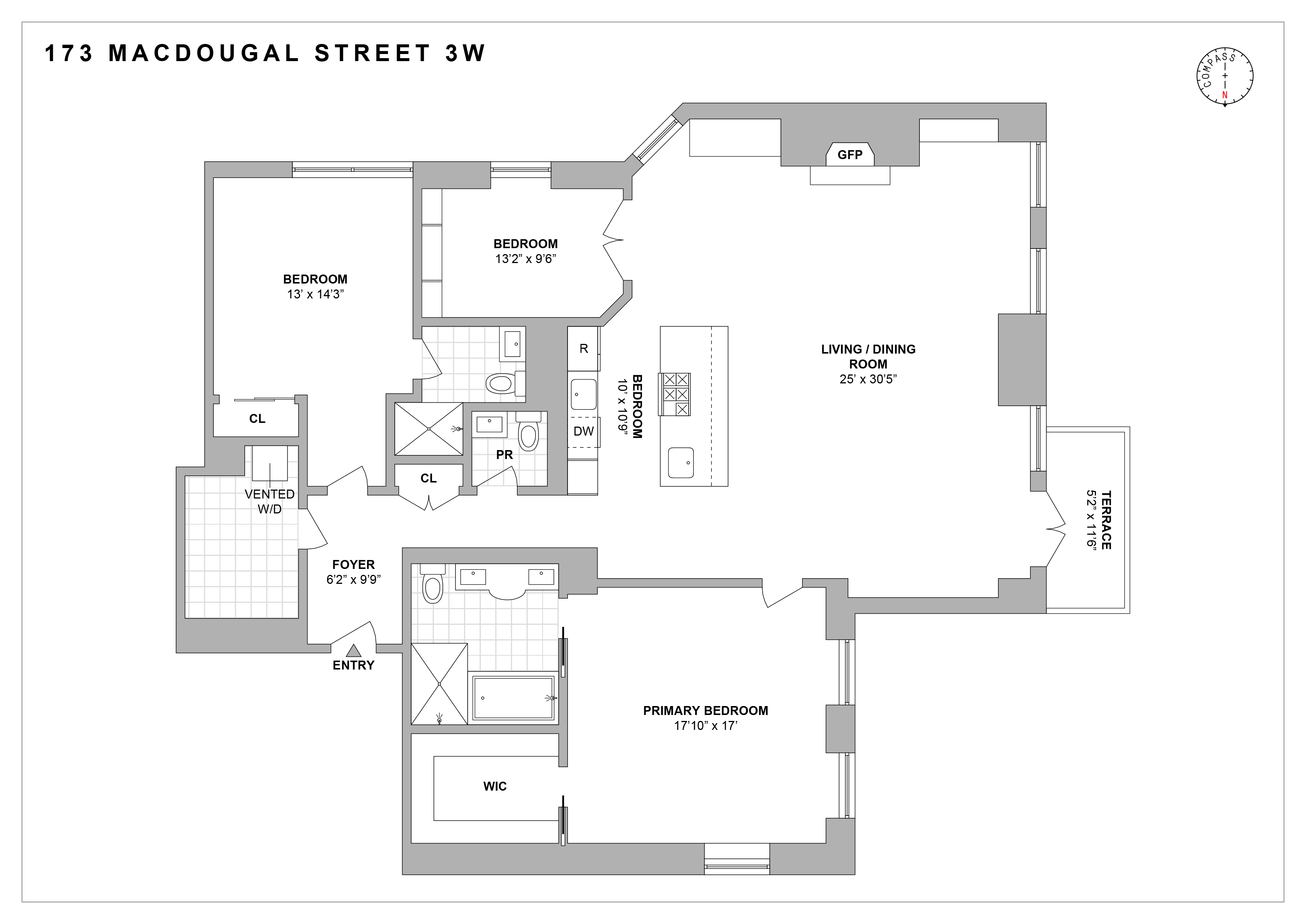 173 MacDougal Street, Unit 3W Manhattan, NY 10011 - Photo 19 of 20 a picture of a floor plan