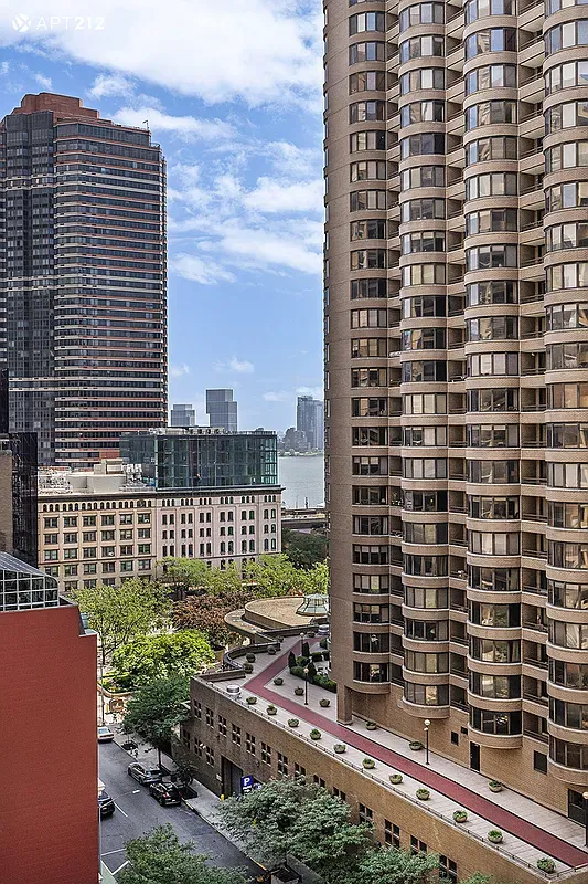 a view of a city with tall buildings