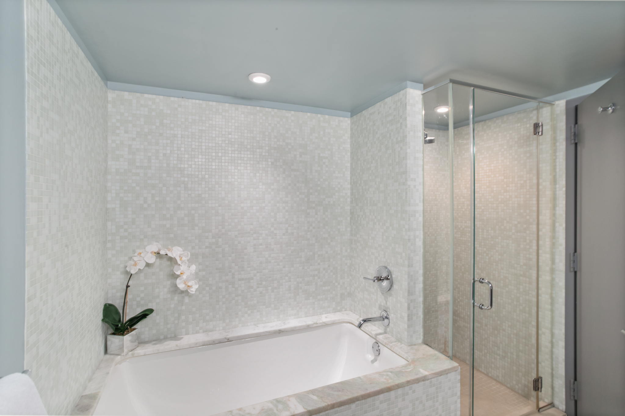 350 West 53rd Street, Unit THG Manhattan, NY 10019 - Photo 15 of 25 a bathroom with a bathtub and a shower