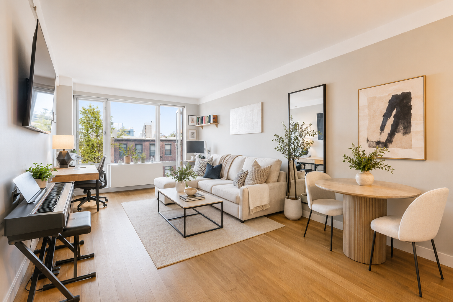545 Washington Avenue, Unit 508 Brooklyn, NY 11238 - Photo 2 of 16 a living room with furniture and a large window