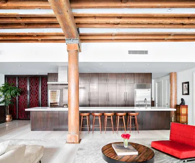 a living room with furniture