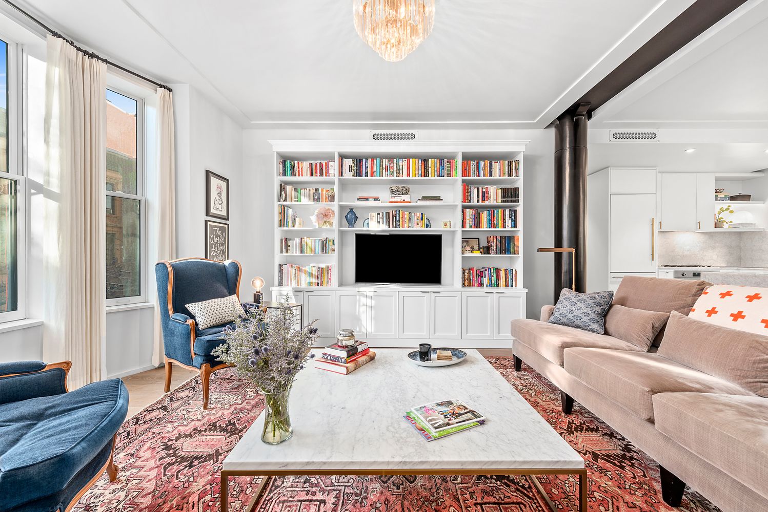 171 Columbia Heights, Unit 3C Brooklyn, NY 11201 - Photo 1 of 11 a living room with furniture and a fireplace